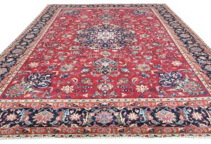 Antique Muted Red Floral 10X13 Distressed Vintage Oriental Rug