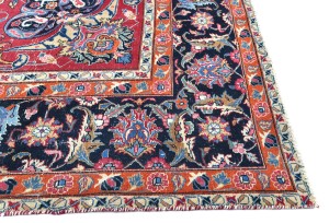 Antique Muted Red Floral 10X13 Distressed Vintage Oriental Rug