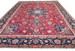 Antique Muted Red Floral 10X13 Distressed Vintage Oriental Rug