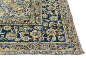 Antique Muted Floral 9'3X12'8 Distressed Vintage Oriental Rug