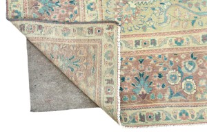 Antique Muted Floral 9'4X12'8 Distressed Vintage Oriental Rug