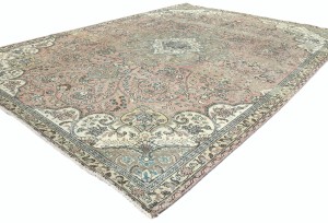 Antique Muted Floral 7'5X10'5 Distressed Vintage Oriental Rug