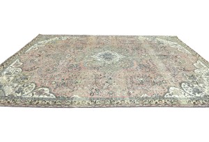 Antique Muted Floral 7'5X10'5 Distressed Vintage Oriental Rug