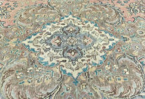 Antique Muted Floral 7'5X10'5 Distressed Vintage Oriental Rug