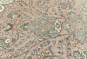 Antique Muted Floral 7'5X10'5 Distressed Vintage Oriental Rug