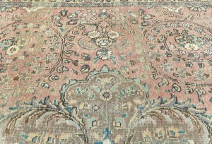 Antique Muted Floral 7'5X10'5 Distressed Vintage Oriental Rug