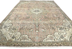 Antique Muted Floral 7'5X10'5 Distressed Vintage Oriental Rug