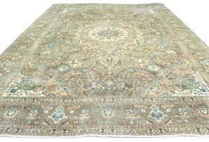 Antique Muted Floral 10X13 Distressed Vintage Oriental Rug