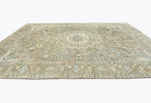 Antique Muted Floral 10X13 Distressed Vintage Oriental Rug