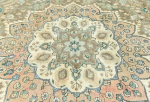 Antique Muted Floral 10X13 Distressed Vintage Oriental Rug