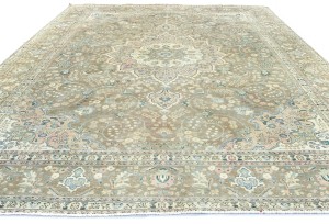 Antique Muted Floral 10X13 Distressed Vintage Oriental Rug
