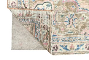 Muted Light Salmon Antique Floral 7'5X10 Distressed Vintage Oriental Rug
