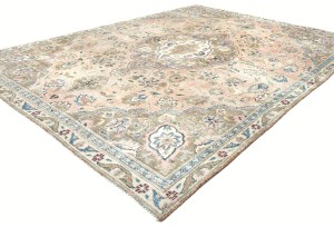 Muted Light Salmon Antique Floral 7'5X10 Distressed Vintage Oriental Rug