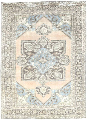 Antique Muted Floral 8'6X12'4 Distressed Vintage Oriental Rug