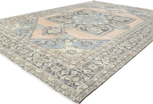 Antique Muted Floral 8'6X12'4 Distressed Vintage Oriental Rug
