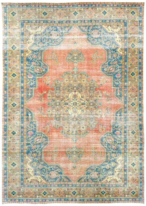 Antique Muted Floral 7X10 Distressed Vintage Oriental Rug