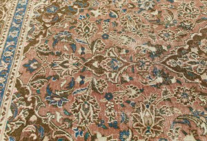 Muted Rusty Red Semi Antique Floral 6X9 Distressed Vintage Oriental Rug
