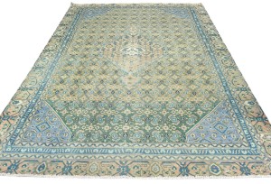 Semi Antique Muted Olive Floral Classic 6X9 Distressed Vintage Oriental Rug