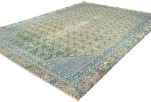 Semi Antique Muted Olive Floral Classic 6X9 Distressed Vintage Oriental Rug