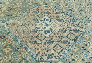 Semi Antique Muted Olive Floral Classic 6X9 Distressed Vintage Oriental Rug