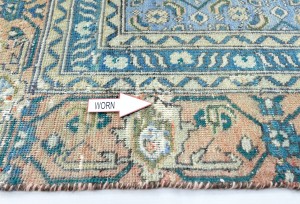 Semi Antique Muted Olive Floral Classic 6X9 Distressed Vintage Oriental Rug