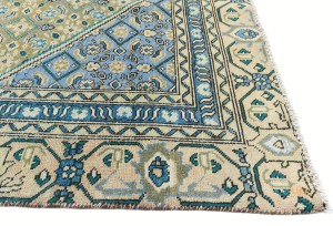 Semi Antique Muted Olive Floral Classic 6X9 Distressed Vintage Oriental Rug