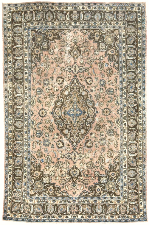 Semi Antique Muted Floral 6X9'5 Distressed Vintage Oriental Rug