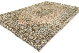Semi Antique Muted Floral 6X9'5 Distressed Vintage Oriental Rug