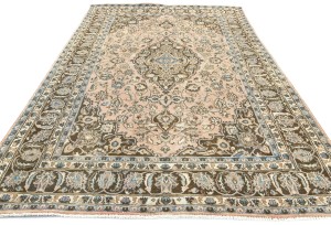 Semi Antique Muted Floral 6X9'5 Distressed Vintage Oriental Rug