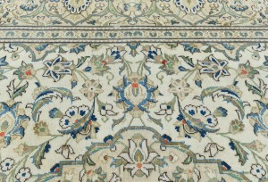Antique Muted Cream Floral 6'5X9'7 Distressed Vintage Oriental Rug