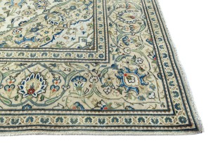 Antique Muted Cream Floral 6'5X9'7 Distressed Vintage Oriental Rug