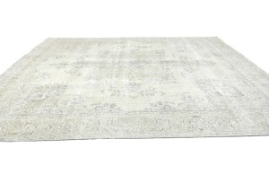 Antique Muted Floral 10X11'6 Distressed Vintage Oriental Rug