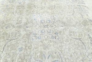 Antique Muted Floral 10X11'6 Distressed Vintage Oriental Rug