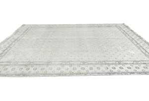 Antique Muted Beige Floral 8X11 Distressed Vintage Oriental Rug