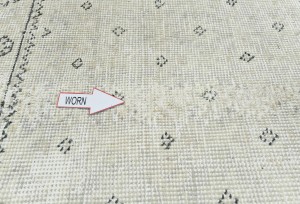 Antique Muted Beige Floral 8X11 Distressed Vintage Oriental Rug