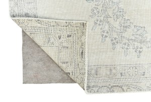 Antique Muted Beige Floral 7X10 Distressed Vintage Oriental Rug