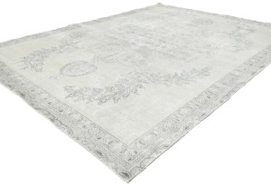 Antique Muted Beige Floral 7X10 Distressed Vintage Oriental Rug