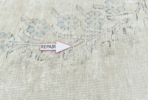 Antique Muted Beige Floral 7X10 Distressed Vintage Oriental Rug