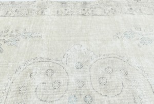 Antique Muted Beige Floral 7X10 Distressed Vintage Oriental Rug