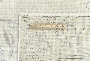 Antique Muted Beige Floral 9X12 Distressed Vintage Oriental Rug