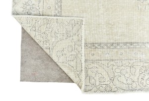 Antique Muted Beige Floral 9X12 Distressed Vintage Oriental Rug