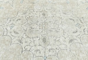 Antique Muted Beige Floral 9X12 Distressed Vintage Oriental Rug