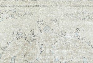 Antique Muted Beige Floral 9X12 Distressed Vintage Oriental Rug