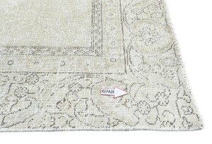 Antique Muted Beige Floral 9X12 Distressed Vintage Oriental Rug