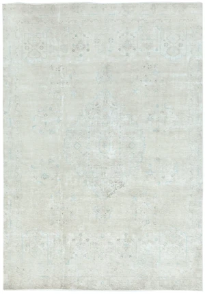Antique Muted Beige Floral 8X11 Distressed Vintage Oriental Rug