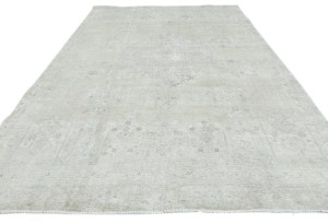 Antique Muted Beige Floral 8X11 Distressed Vintage Oriental Rug