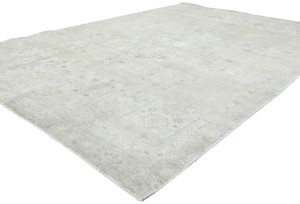 Antique Muted Beige Floral 8X11 Distressed Vintage Oriental Rug