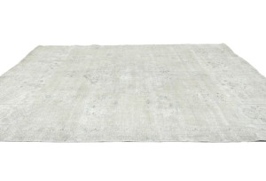 Antique Muted Beige Floral 8X11 Distressed Vintage Oriental Rug