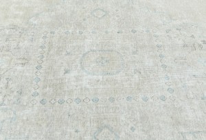 Antique Muted Beige Floral 8X11 Distressed Vintage Oriental Rug