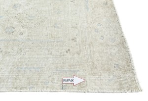 Antique Muted Beige Floral 8X11 Distressed Vintage Oriental Rug